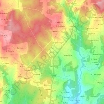 Mapa topográfico Menlle, altitude, relevo