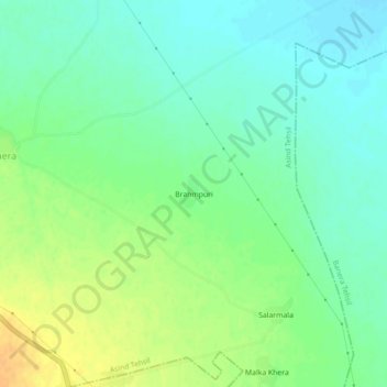 Mapa topográfico Brahmpuri, altitude, relevo