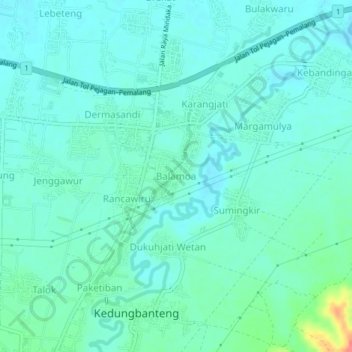 Mapa topográfico Balamoa, altitude, relevo