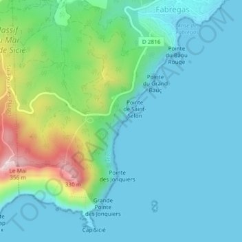Mapa topográfico La Seyne-sur-Mer, altitude, relevo