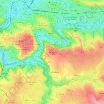 Mapa topográfico Banocres, altitude, relevo