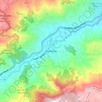 Mapa topográfico Barbosa, altitude, relevo
