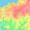 Mapa topográfico Penn ar Menez, altitude, relevo