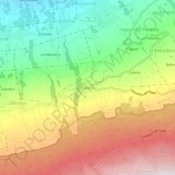 Mapa topográfico Chasna, altitude, relevo