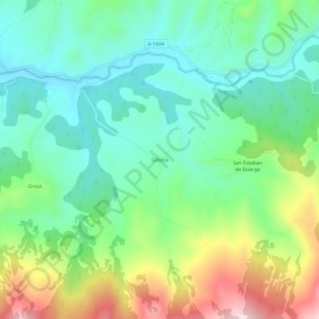 Mapa topográfico Gésera, altitude, relevo