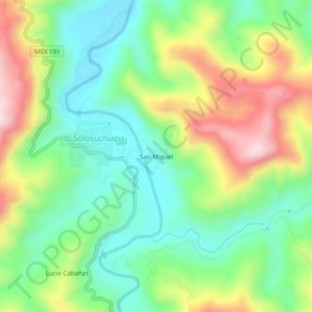 Mapa topográfico San Miguel, altitude, relevo