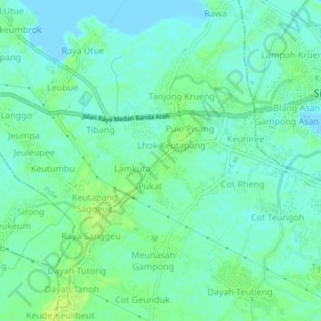 Mapa topográfico Paloh, altitude, relevo
