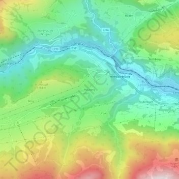 Mapa topográfico Heuberg, altitude, relevo