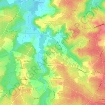 Mapa topográfico Curton, altitude, relevo