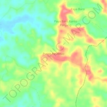 Mapa topográfico Pucok Reudeup, altitude, relevo