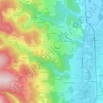 Mapa topográfico Boisseyre, altitude, relevo