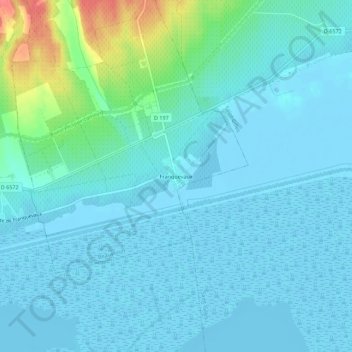 Mapa topográfico Franquevaux, altitude, relevo