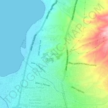 Mapa topográfico Talise, altitude, relevo