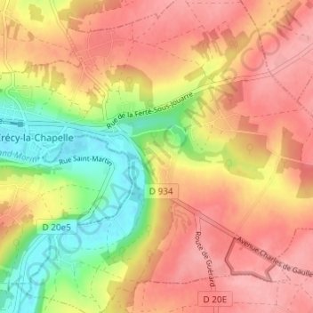 Mapa topográfico Libernon, altitude, relevo