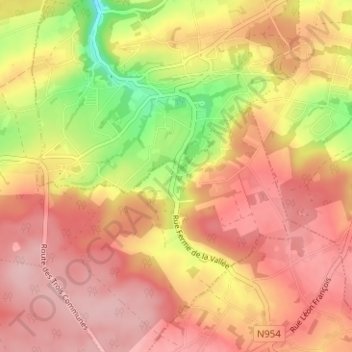 Mapa topográfico Maulenne, altitude, relevo