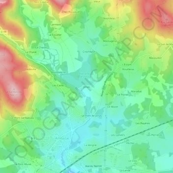 Mapa topográfico Jonas, altitude, relevo