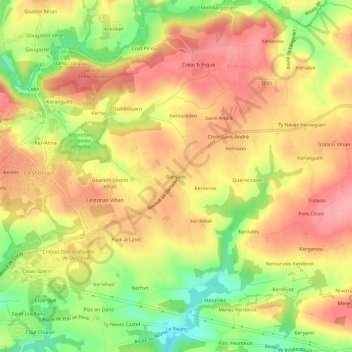 Mapa topográfico Garsalec, altitude, relevo