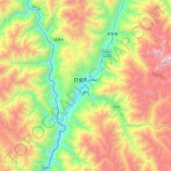 Mapa topográfico Batang, altitude, relevo