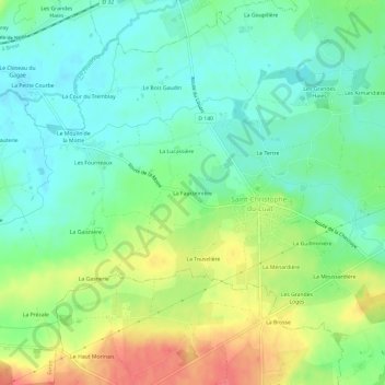 Mapa topográfico La Fauconnière, altitude, relevo