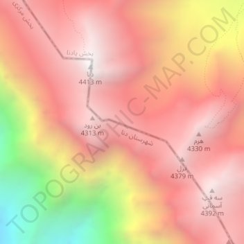 Mapa topográfico Zagros Mountains, altitude, relevo
