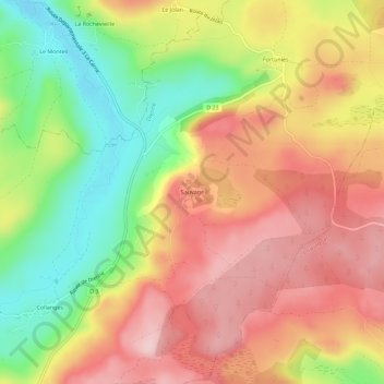 Mapa topográfico Sauvage, altitude, relevo