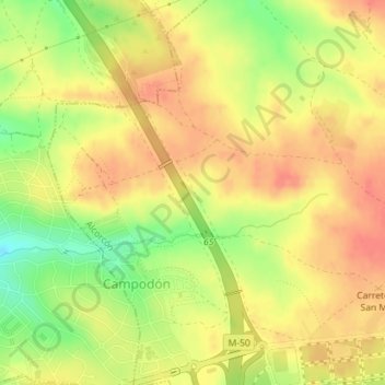 Mapa topográfico Retamar de la Huerta, altitude, relevo