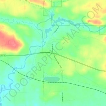 Mapa topográfico Loretto, altitude, relevo