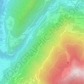 Mapa topográfico Les Pointières, altitude, relevo