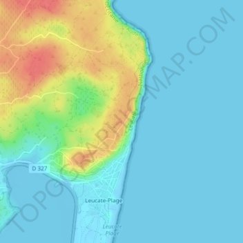 Mapa topográfico Phare de Leucate, altitude, relevo