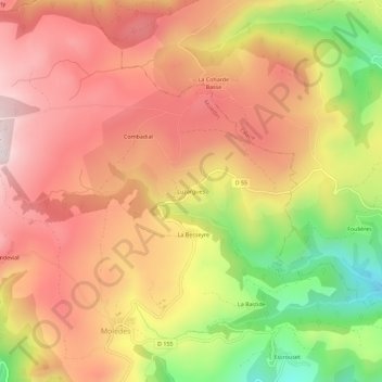 Mapa topográfico Luzargues, altitude, relevo