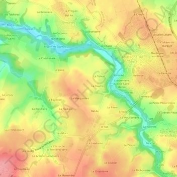 Mapa topográfico Le Bignon, altitude, relevo