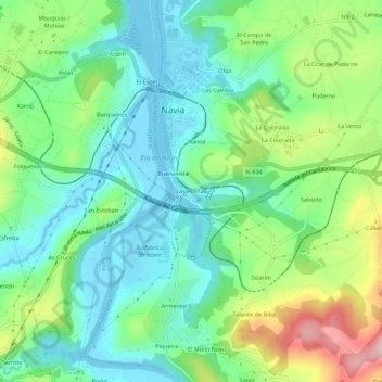 Mapa topográfico Las Aceñas, altitude, relevo