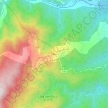 Mapa topográfico Tribbiu, altitude, relevo