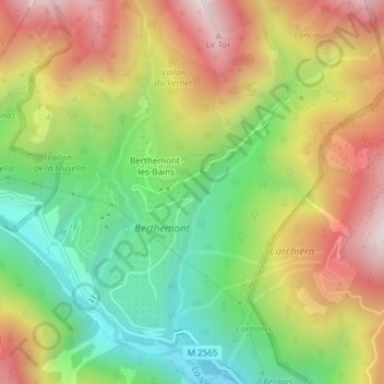 Mapa topográfico La Brasca, altitude, relevo