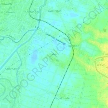 Mapa topográfico Laban, altitude, relevo