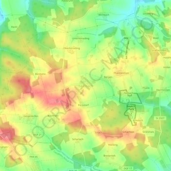 Mapa topográfico Failnbach, altitude, relevo