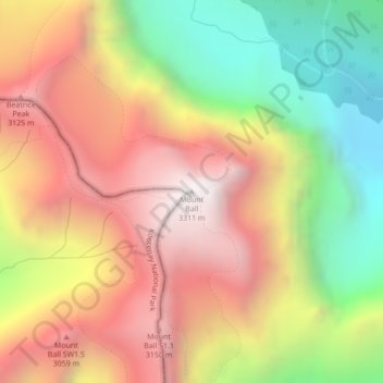 Mapa topográfico Mount Ball, altitude, relevo