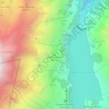 Mapa topográfico Hochschober, altitude, relevo