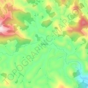 Mapa topográfico Bisogue, altitude, relevo
