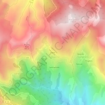 Mapa topográfico Teghie, altitude, relevo