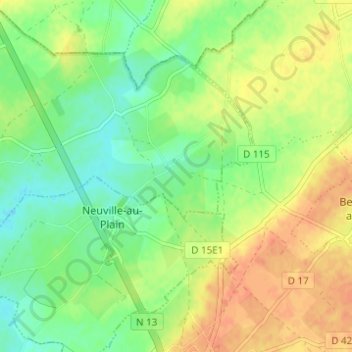 Mapa topográfico Houlbec, altitude, relevo