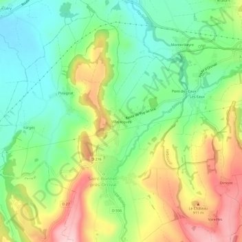 Mapa topográfico Villejacques, altitude, relevo