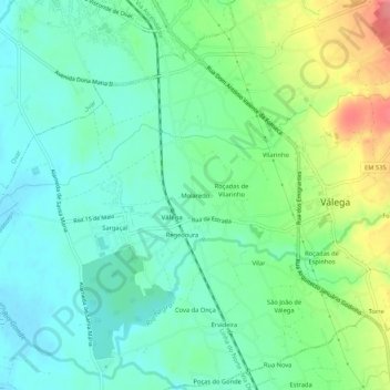Mapa topográfico Molaredo, altitude, relevo