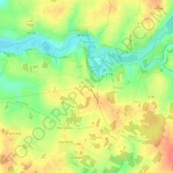 Mapa topográfico Romefort, altitude, relevo