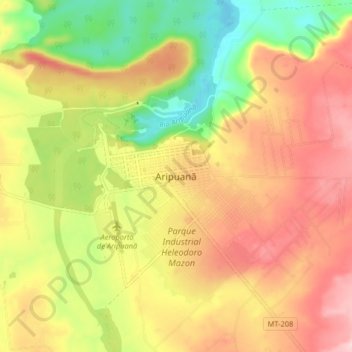 Mapa topográfico Aripuanã, altitude, relevo