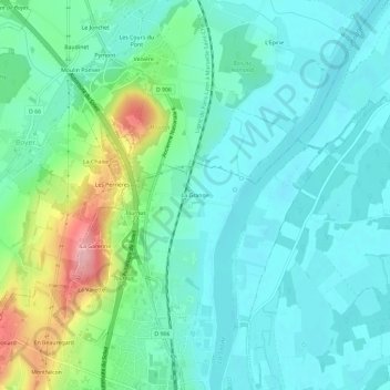 Mapa topográfico La Grange, altitude, relevo
