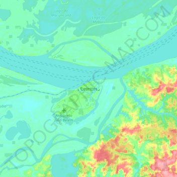 Mapa topográfico Parintins, altitude, relevo