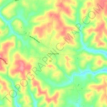Mapa topográfico New England, altitude, relevo