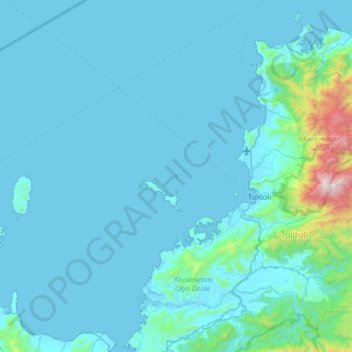 Mapa topográfico Pulau Pamanukan, altitude, relevo