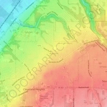 Mapa topográfico Bluestone, altitude, relevo